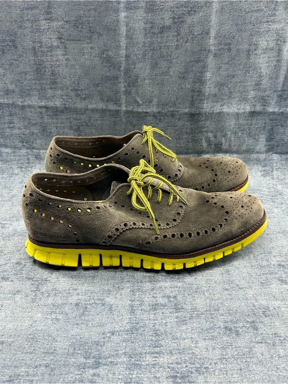 Cole Haan Zerogrand wingtip Oxford  lace up men’s 10.5M grey green suede modern - Picture 12 of 12